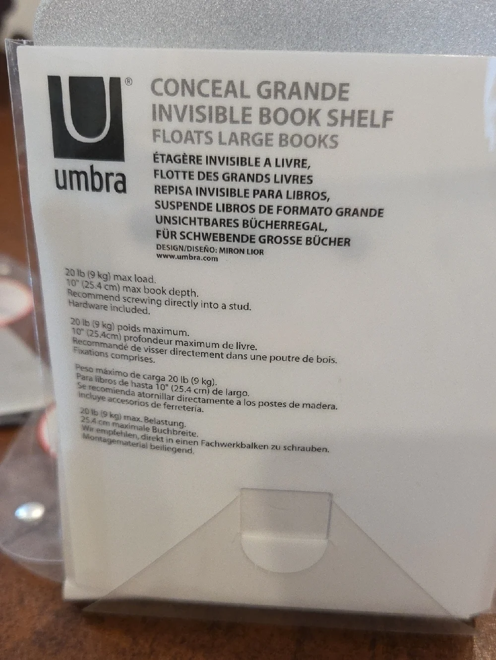 Umbra Conceal Grande Invisible Book Shelf - Silver Finish